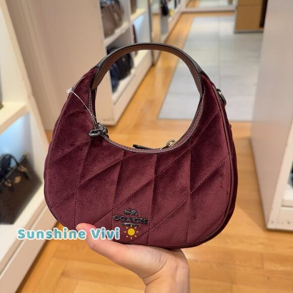 NWT Coach Carmen Mini Crossbody Bag Organic Cotton Quilting CCE61 Burgundy - Picture 1 of 7